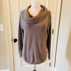 Jeanne Pierre Cotton Sweater Brown Cowl Neck S